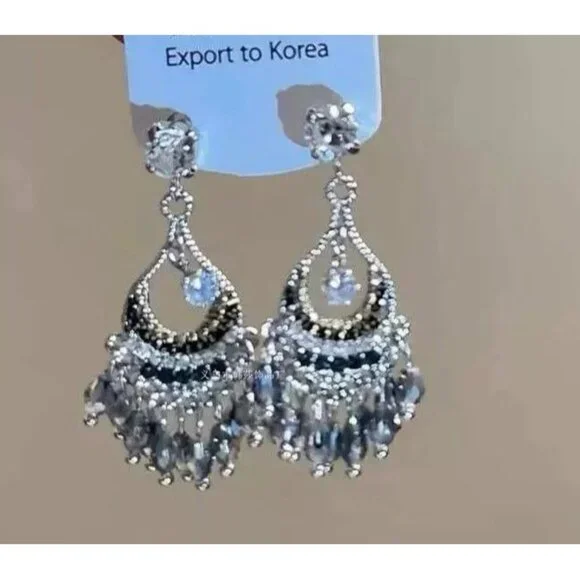 Ethnic style rhinestone tassel earrings retro earrings - Picture 6 of 6